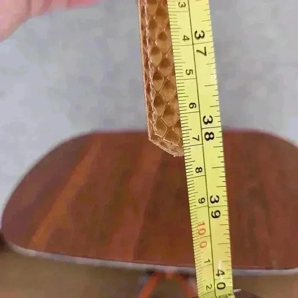 Womens Genuine Snake Skin Belt Cognac Brown W/ Gold buckle 38